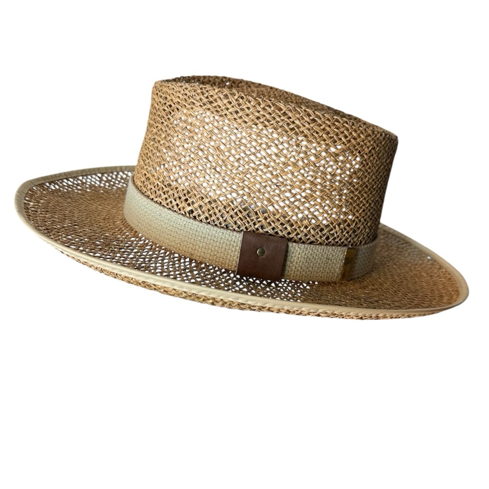 Panama Hat Men’s Straw Raffia Woven Boater Tan Summer Beach Garden